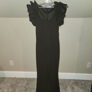 SHEIN Black Ruffle Sleeve Jumpsuit